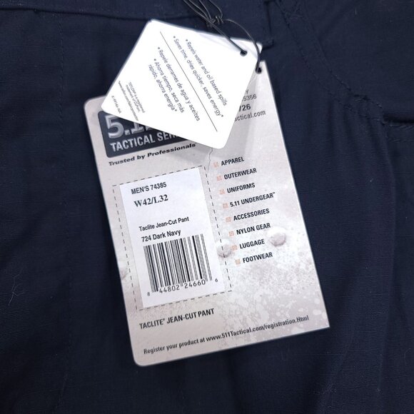 5.11 Tactical Pants Mens 42x32 Navy Taclite Ripstop Jean Cut Mid Rise Straight - Picture 9 of 9